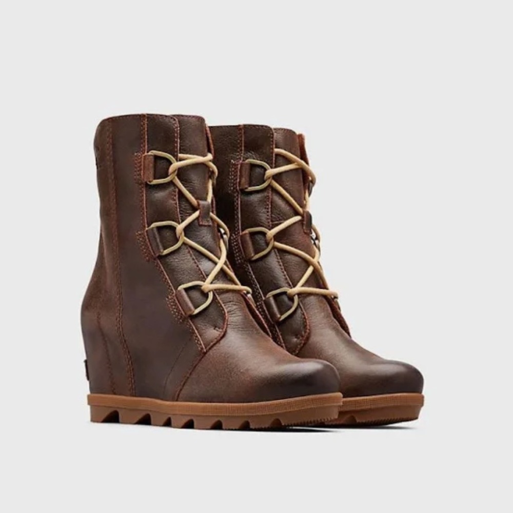 Sorel Women’s Joan of Arctic II Brown Leather Wedge Boots